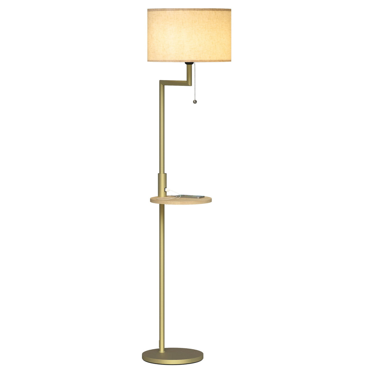 Lampadaire avec étagère TALO, vue de face sur fond uni