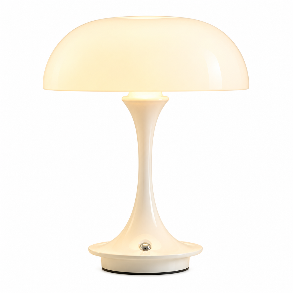 Lampe de chevet champignon LUMA, vue de face sur fond uni