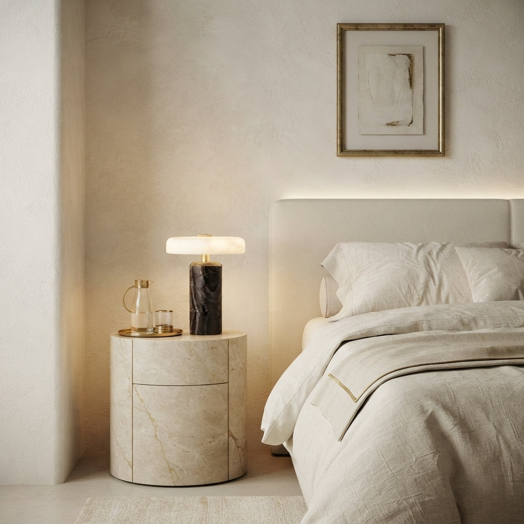 Lampe de chevet sans fil en marbre TALIA installée dans un intérieur