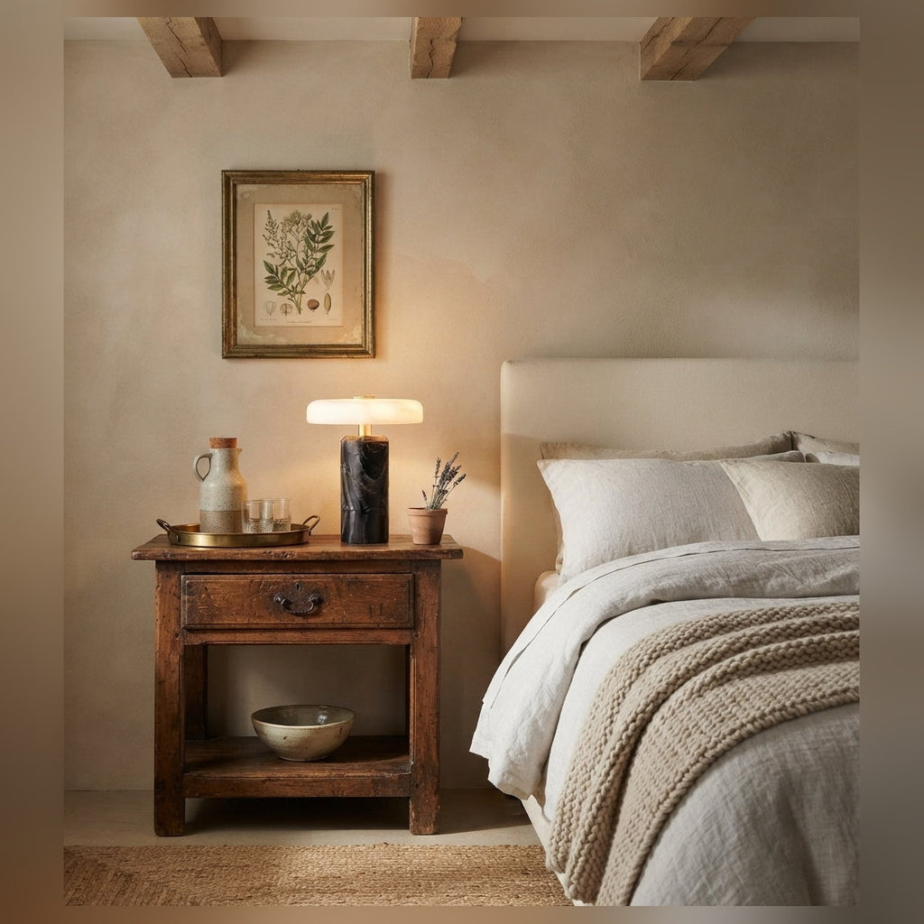 Lampe de chevet sans fil en marbre TALIA en situation — vue 2