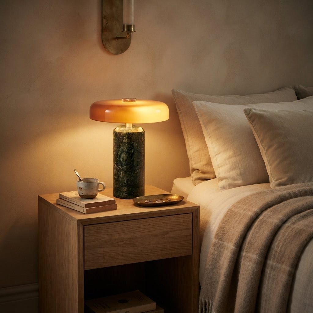 Lampe de chevet sans fil en marbre TALIA en situation — vue 3