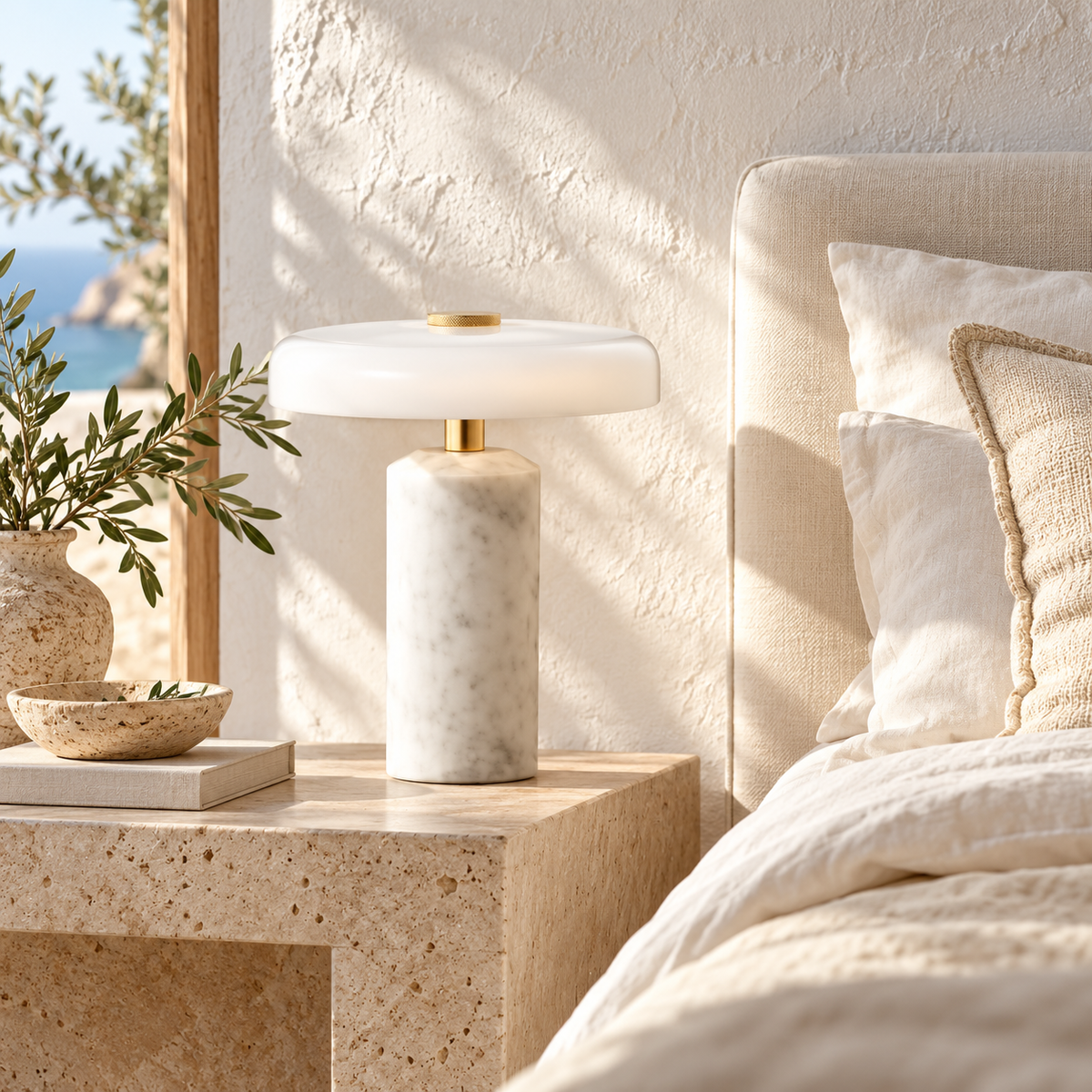 Lampe de chevet sans fil en marbre TALIA en situation — vue 7
