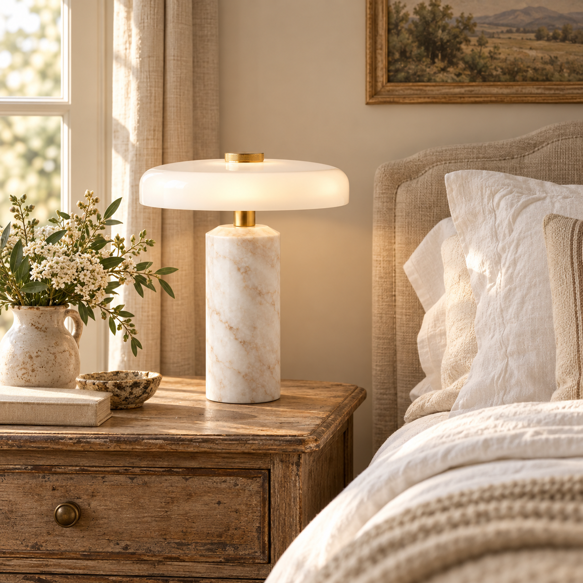 Lampe de chevet sans fil en marbre TALIA en situation — vue 8