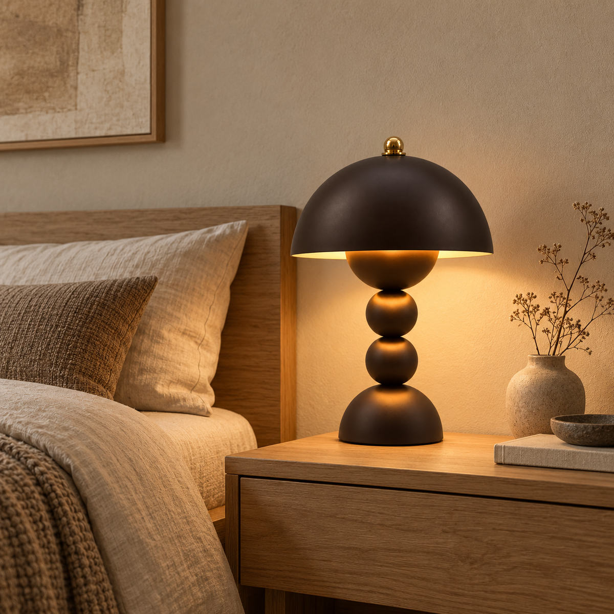 Lampe de chevet sans fil en métal AMBRA en situation — vue 4