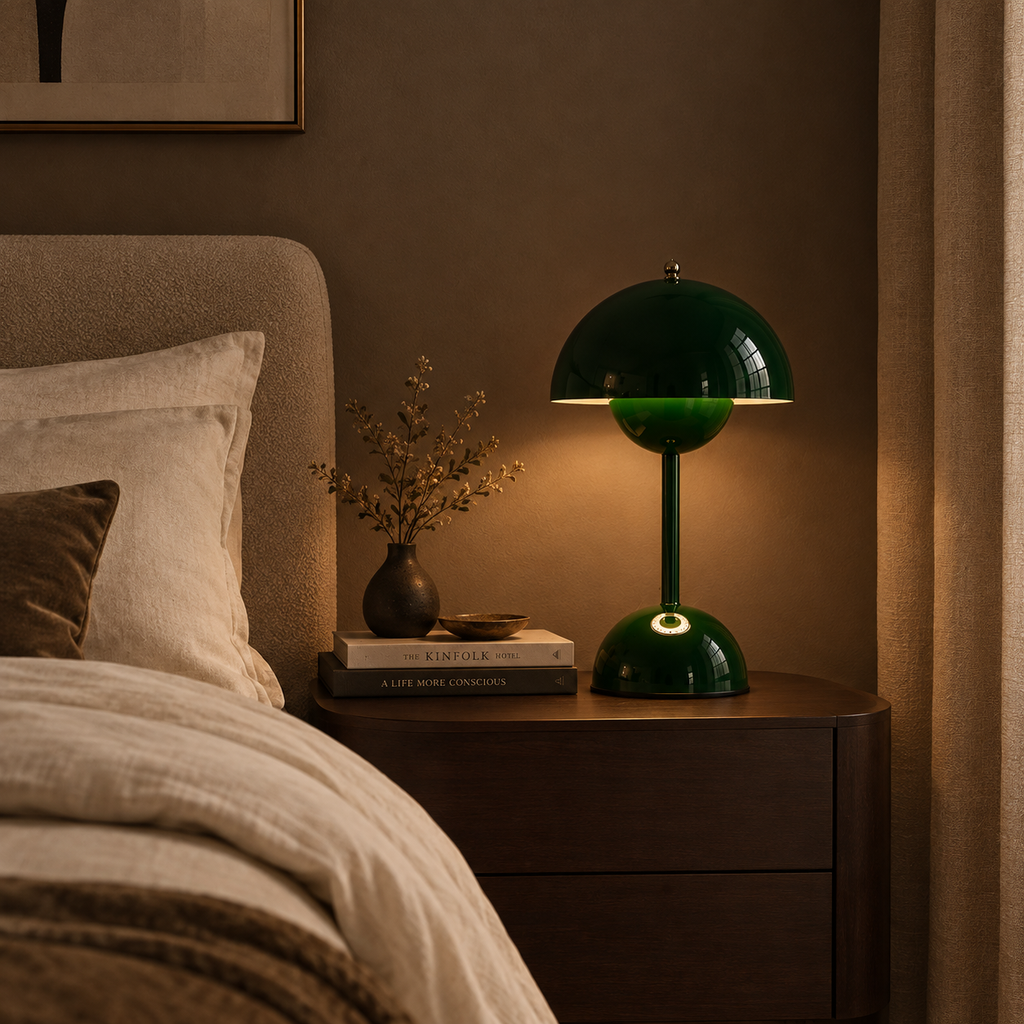 Lampe de chevet sans fil en métal FIORA en situation — vue 3