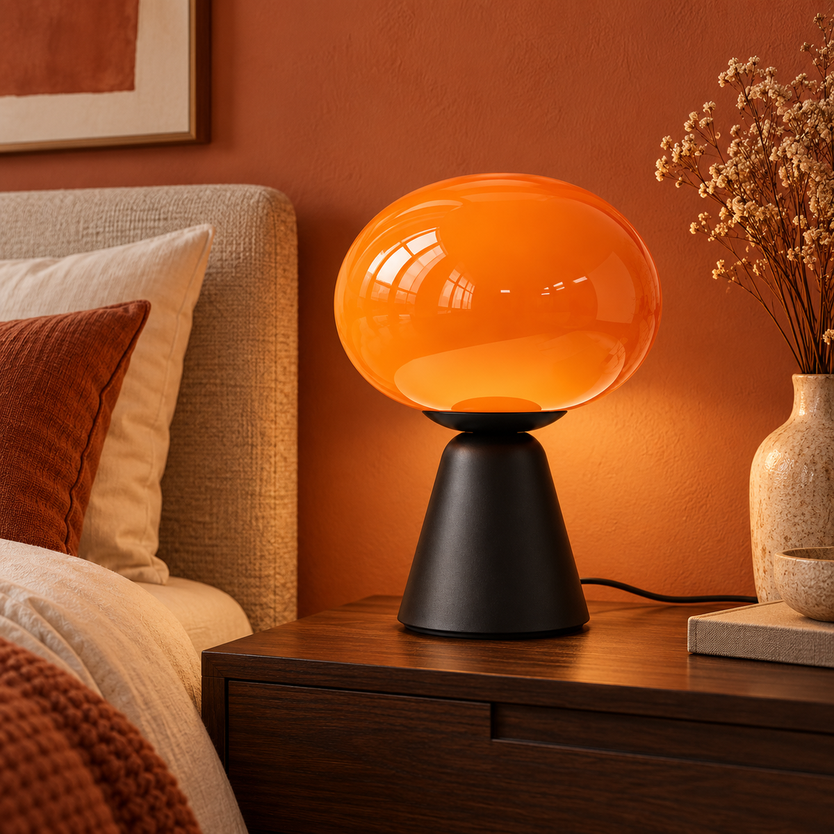 Lampe de chevet en verre OLIVA en situation — vue 2