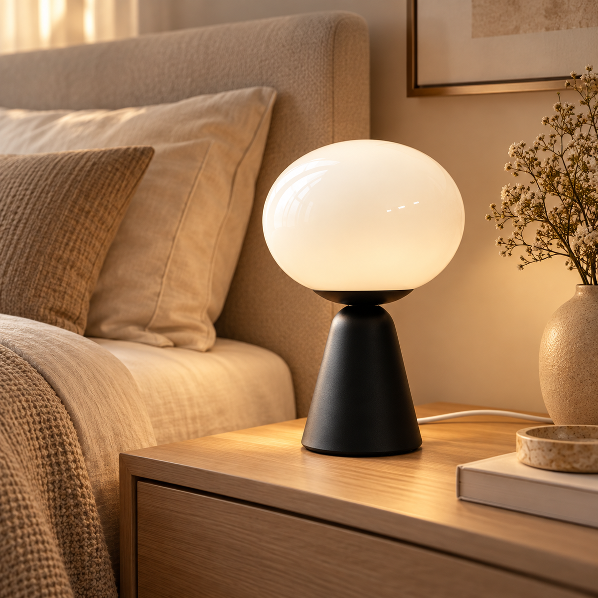Lampe de chevet en verre OLIVA en situation — vue 3