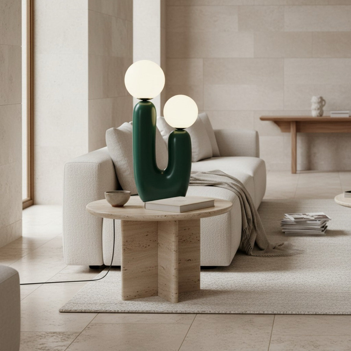 Lampe de chevet lune SÉLÈNE installée dans un intérieur